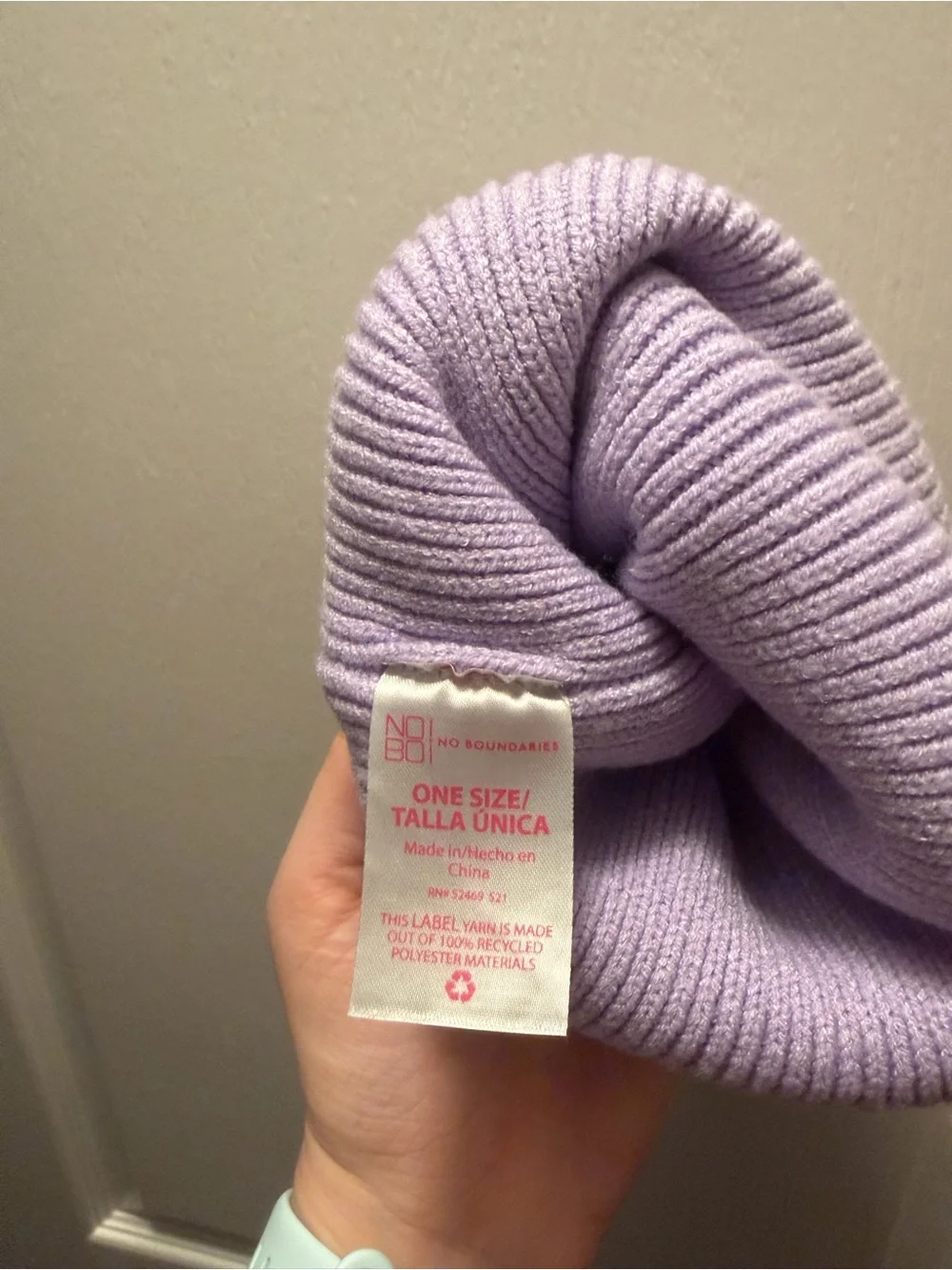 No Boundaries Lavender Knit Beanie with Tree Patch